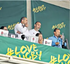  ??  ?? At a loss: Eddie Jones (right) and his coaching team watch the second Test