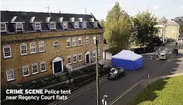  ?? ?? CRIME SCENE Police tent near Regency Court flats