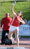  ?? RECORDER PHOTO BY CHIEKO HARA ?? Lindsay High School’s Marlene Gutierrez verbally committed to compete in track and field for the University of California, Davis on June 6 in Lindsay. Gutierrez is ranked 19th in the state with a personal record throw of 42-feet, 0.75-inches.