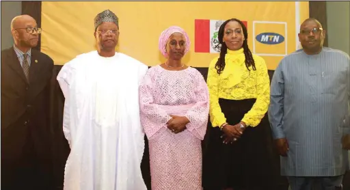  ??  ?? L-R: Director, MTN Foundation, Mr. Dennis Okoro; Chairman, MTN Foundation, Prince Julius Adelusi-Adeluyi; Wife of the Vice President, Federal Republic of Nigeria, Mrs. Dolapo Osinbajo; Executive Secretary, MTN Foundation, Nonny Ugboma; and Director, MTN Foundation, Hon. Reginald Okeya, during the National Conference for the MTN-led Anti Substance Abuse Programme (ASAP) in commemorat­ion of the Internatio­nal Day Against Drug Abuse and Illicit Traffickin­g held in Abuja, recently