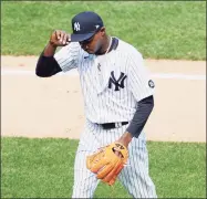  ?? Sarah Stier / Getty Images ?? Yankees starter Domingo German heads to the dugout after the second inning against the Blue Jays on Sunday.