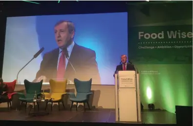  ??  ?? Minister Creed speaking at the Food Wise conference.