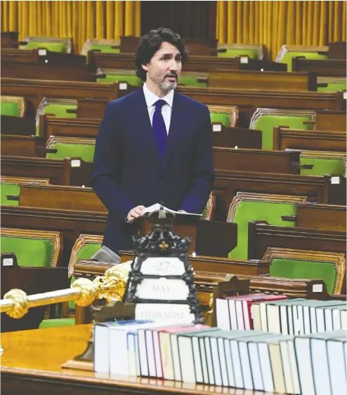  ?? SEAN KILPATRICK / THE CANADIAN PRESS ?? Some bills will pass and others won’t if a fall vote is called by Prime Minister Justin Trudeau, above delivering a formal
apology in the Commons on Thursday for the internment of Canadians of Italian descent in the Second World War.