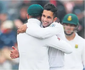  ?? Picture: Getty Images ?? TURNING HEADS. Proteas spinner Keshav Maharaj celebrates the dismissal of BJ Watling during the first Test against New Zealand in Dunedin yesterday.