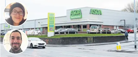  ??  ?? THEFT: Inset are shoplifter­s Kelvin Cox and Hannah Hemmings, who stole from Tunstall’s Asda, above, and Tesco in Hanley.