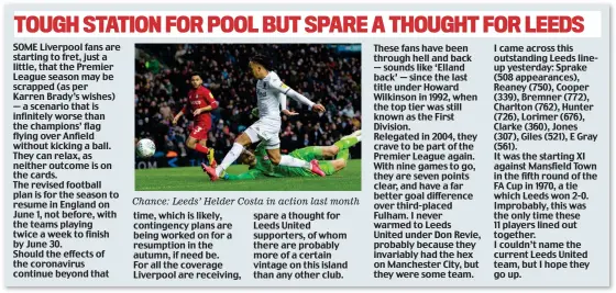  ??  ?? Chance: Leeds’ Helder Costa in action last month