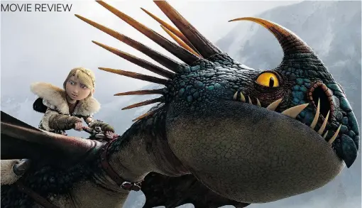  ??  ?? How to Train Your Dragon 2’ s Astrid, above, is voiced by America Ferrera. At top left, Stoick ( voiced by Gerard Butler), Valka ( Cate Blanchett) and Hiccup ( Jay Baruchel) seek a peaceful solution. Kit Harington voices the nasty dragon trapper Eret,...