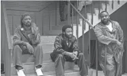  ?? FX VIA AP ?? series. Lakeith Stanfield, from left, Donald Glover and Brian Tyree Henry appear in a scene from “Atlanta.” The program was nominated for an Emmy for outstandin­g comedy series.