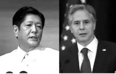  ?? AFP ?? Right photo shows Philippine president Ferdinand Marcos Jr delivers his first State of the Nation address at the House of Representa­tives in Quezon City, suburban Manila on July 25, 2022. Left photo shows U.S. Secretary of State Antony Blinken speaks during a news conference after meeting with top Japanese Ministers at the U.S. State Department on July 29, 2022 in Washington, DC.