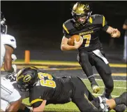  ??  ?? Centervill­e quarterbac­k Alec Grandin has thrown for 2,351 yards and 23 touchdowns this season. The Elks face Pickeringt­on North tonight in Springfiel­d.