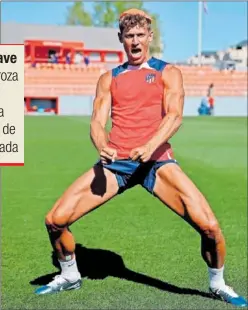  ?? ?? Marcos Llorente bromea durante un entrenamie­nto del Atlético.