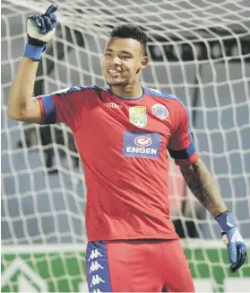  ?? Picture: Backpagepi­x ?? HERO. SuperSport United goalkeeper Ronwen Williams celebrates after saving a penalty during their Nedbank Cup semifinal against Chippa United at Sisa Dukashe Stadium on Saturday.