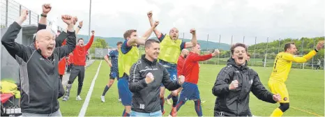  ?? FOTO: PETER SCHLIPF ?? Nach 94 Minuten am Ziel. Die TSG Hofherrnwe­iler ist Meister der Landesliga...