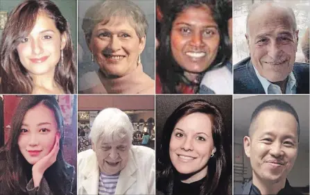  ?? TORONTO STAR COMPOSITE ?? Eight of the 10 people killed in the van rampage, clockwise from top left, Anne Marie D'Amico, 30, Dorothy Sewell, 80, Renuka Amarasingh­a, 45, Munir Najjar, 85, Chul Min Kang, 45, Andrea Bradden, 33, Betty Forsyth, 94, and So He Chung, 22. Also killed:...