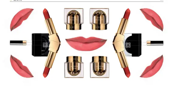  ??  ?? L'OR de Vie, Dior, 209,50 € les 15 ml. Le Soin Noir, en édition limitée, Givenchy, 96 €, chez Sephora. Soin Volumateur, Strivectin­labs, 39 €. Gloss Volume, Chanel, 33 €. Rouge Pur Couture The Mats et Rouge Pur Couture collector Kiss & Love Edition,...