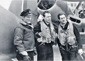  ??  ?? Sheppard, right, with two Canadian colleagues (or ‘Canucks’) from the Fleet Air Arm