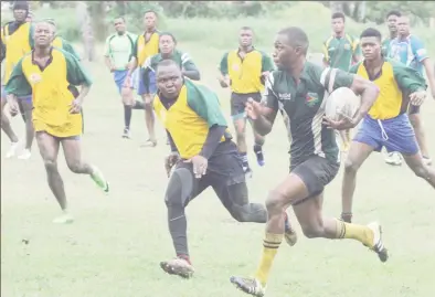  ??  ?? Ruggers of the national 15s squad competed for places in the starting line up during the Guyana Rugby Football Union (GRFU) conducted trials to assess the rugby talent pool ahead of the away game versus Barbados on Saturday.