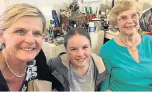  ??  ?? ALL-AGES FUN: Mum Davina Pugh, left, daughter Alison Pugh, centre, and Alison’s gran, Julia Harraway, attended the launch of Max Hoppe’s children’s book “Santa’s New Helpers” at illustrato­r Theresa Hardman’s design studio in Main Road, Walmer recently