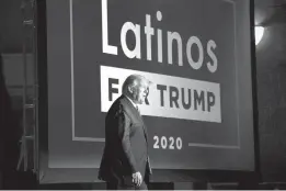  ?? BRENDAN SMIALOWSKI/GETTY-AFP ?? Then-President Donald Trump arrives for a rally with Latino supporters in Phoenix in 2020.