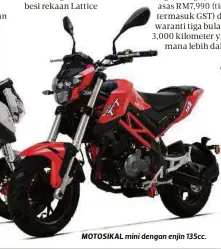  ??  ?? MOTOSIKAL mini dengan enjin 135cc.