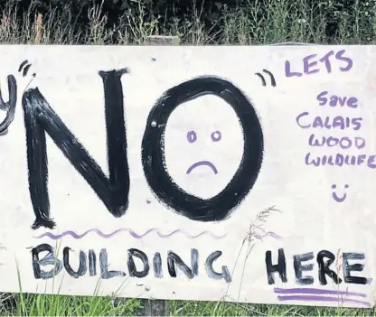  ??  ?? A group of campaigner­s have mobilised against the plans for the corner of Calais Muir Woods.