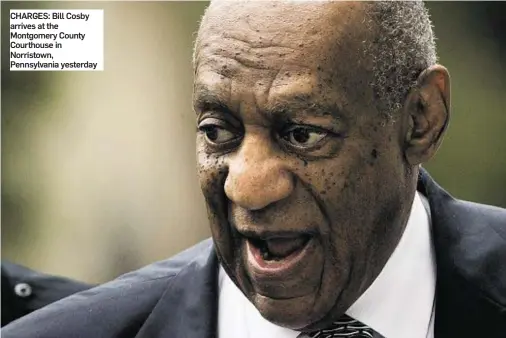  ??  ?? CHARGES: Bill Cosby arrives at the Montgomery County Courthouse in Norristown, Pennsylvan­ia yesterday