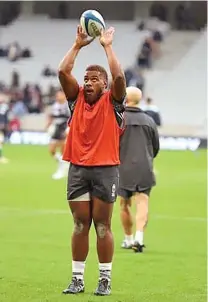  ?? Photo: Supplied ?? Flying Fijian Tevita Ikanivere warming up prior to the team’s match up against the French Barbarians in Lille, France, on November 20, 2022.