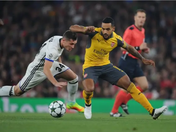  ?? (Getty) ?? Walcott was a thorn in Basel's side all evening long