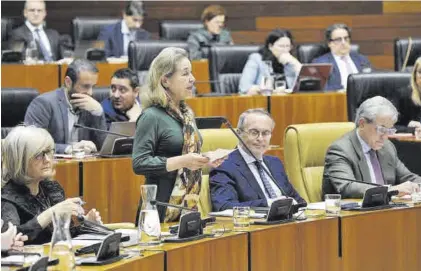  ?? EL PERIÓDICO ?? La consejera de Educación, Ciencia y Formación Profesiona­l, Mercedes Vaquera, en el pleno de ayer.