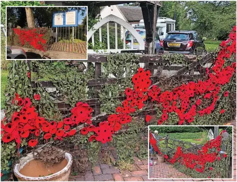  ?? ?? TRIBUTE: The WI group’s poppies outside St Margaret’s Church in Wolstanton.