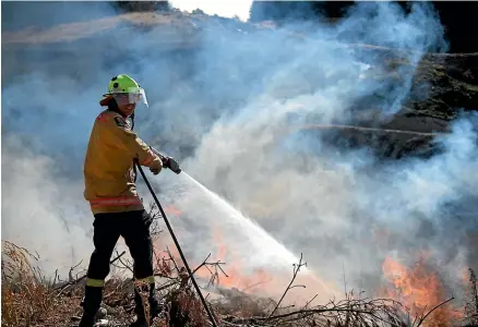  ?? NEW ZEALAND DEFENCE FORCE ?? A New Zealand Defence Force firefighte­r tackles a section of the Nelson bush fire.