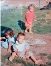  ?? ?? Eddie Betts, above, as a toddler, with cousins Ella and Sherema from his book The Boy from Boomerang Crescent. Middle, Eddie, his wife and Lil’ Homies co-producer Anna Scullie, with their five children, Alice, Maggie, Lewis, Billy and Sonny in 2022; and, above, cartoon Eddie from the TV series.