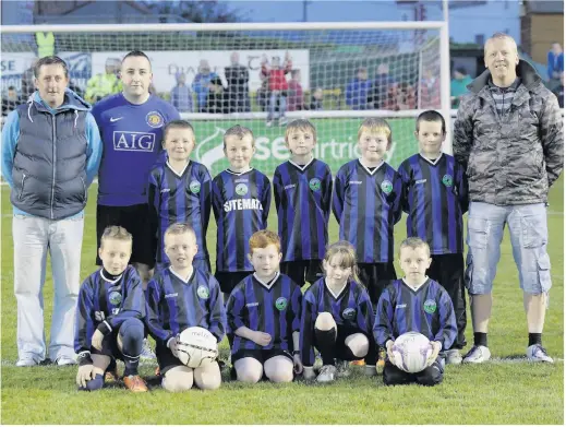 ??  ?? The Glencormac Utd U9s in the Penalty Shoot out at half-time at the Carlisle Grounds on Friday for Bray vs Dundalk – Simon Jasinski was the winner.