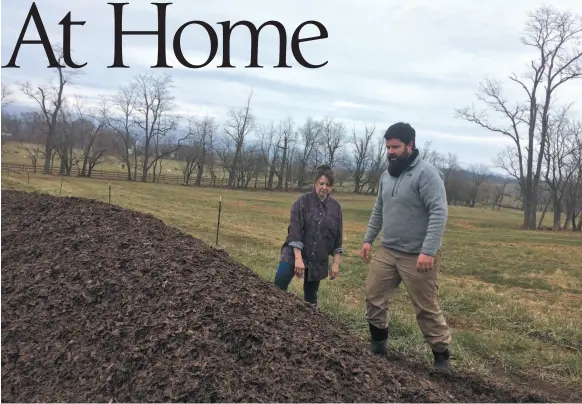  ?? WASHINGTON POST PHOTO BY ADRIAN HIGGINS ?? Sandy Lerner and farm manager Chris Damewood check out their mammoth compost operation at Ayrshire Farm in Upperville, Va.