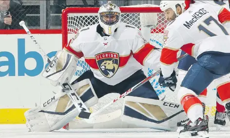  ?? BRUCE BENNETT/GETTY IMAGES ?? At 38 years old, Panthers goaltender Roberto Luongo ranks among the NHL leaders in several statistica­l categories.