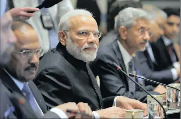  ??  ?? SILENT ON ATTACK OF MINORITIES: Indian Prime Minister Narendra Modi leads the Indian delegation at a meeting with US President Donald Trump at the White House.