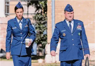  ?? William Luther/staff photograph­er ?? Maj. Gen. Phillip A. Stewart, right, former commander of the 19th Air Force at Joint Base San Antonio-randolph, is only the second general in Air Force history to face a court-martial.