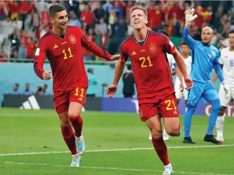  ?? CHEMA REY ?? Dani Olmo (23), celebrando el primer gol de España en el Mundial.