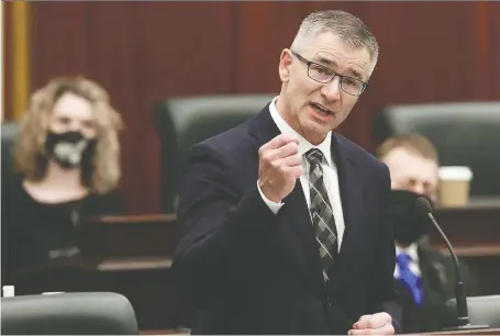  ?? DAVID BLOOM ?? Finance Minister Travis Toews is “gravely disappoint­ed” the Liberals did not abolish the per-capita limit on fiscal stabilizat­ion payments.