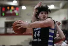  ?? BILL UHRICH — READING EAGLE ?? Exeter’s Anthony Caccese powers his way inside against Wilson Friday in West Lawn.