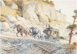  ??  ?? Olaf C. Seltzer (1877-1957), Stagecoach to Bannack, watercolor on paper, 12 x 17”. Desert Caballeros Museum Collection.