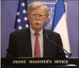  ?? TSAFRIR ABAYOV ?? U.S. National Security Advisor John Bolton gives statements to media in Jerusalem, Sunday, June 23, 2019.