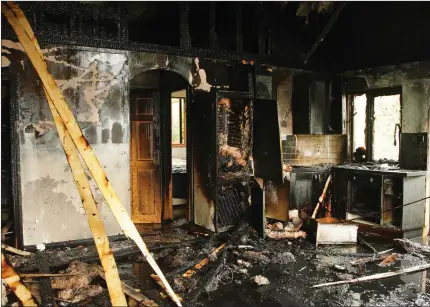  ??  ?? The chalet at Sandy Lane, Ardamine, which was gutted by a fire on Friday afternoon.