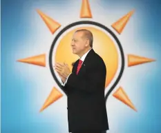  ?? (Reuters) ?? TURKISH PRESIDENT Recep Tayyip Erdogan announces his ruling AK Party’s manifesto for the upcoming elections.