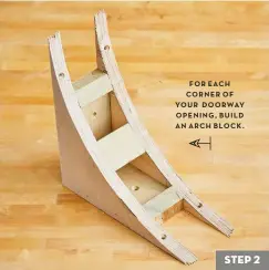  ?? ?? FOR EACH CORNER OF YOUR DOORWAY OPENING, BUILD AN ARCH BLOCK.
STEP 2