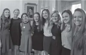  ??  ?? Debutantes, from left: Gretchen Grewe, Tantum “Tate” Woolley, Caitlin Vickers, Gabrielle Kinney, Grace Hawkey, Taylor Hantman, Kylie Writer and Caroline Gardner. Photos by Nicole Evans, Special to The Denver Post