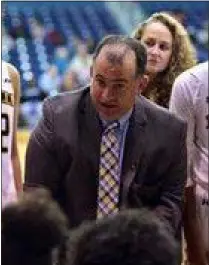  ?? SUBMITTED PHOTO – GREG CARROCCIO ?? La Salle women’s head coach Mountain MacGillivr­ay gives instructio­ns to his players during a timeout.