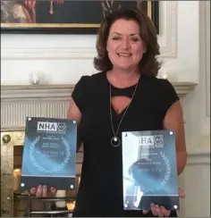  ??  ?? Margaret Bowe, Director of Marlfield House with the awards.