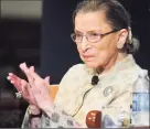  ?? Hearst Connecticu­t Media file photo ?? Supreme Court Justice Ruth Bader Ginsburg is interviewe­d on stage at Yale University’s Battell Chapel by Yale journalist in residence Linda Greenhouse in 2012.