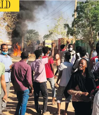  ?? THE ASSOCIATED PRESS ?? Anti-government protesters rally in Khartoum, Sudan, on Sunday. The country’s failing economy and the autocratic rule of its leader, Omar al-Bashir, have led to four weeks of unrest.